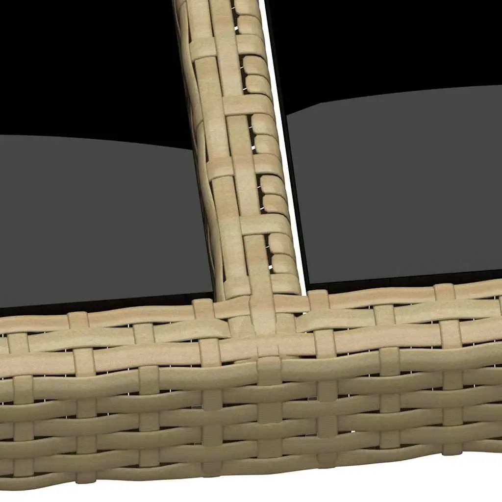 Garden Table Poly Rattan Tempered Glass 150x90x75cm Beige