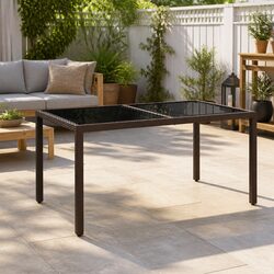 Durable Outdoor Garden Table with Tempered Glass Top