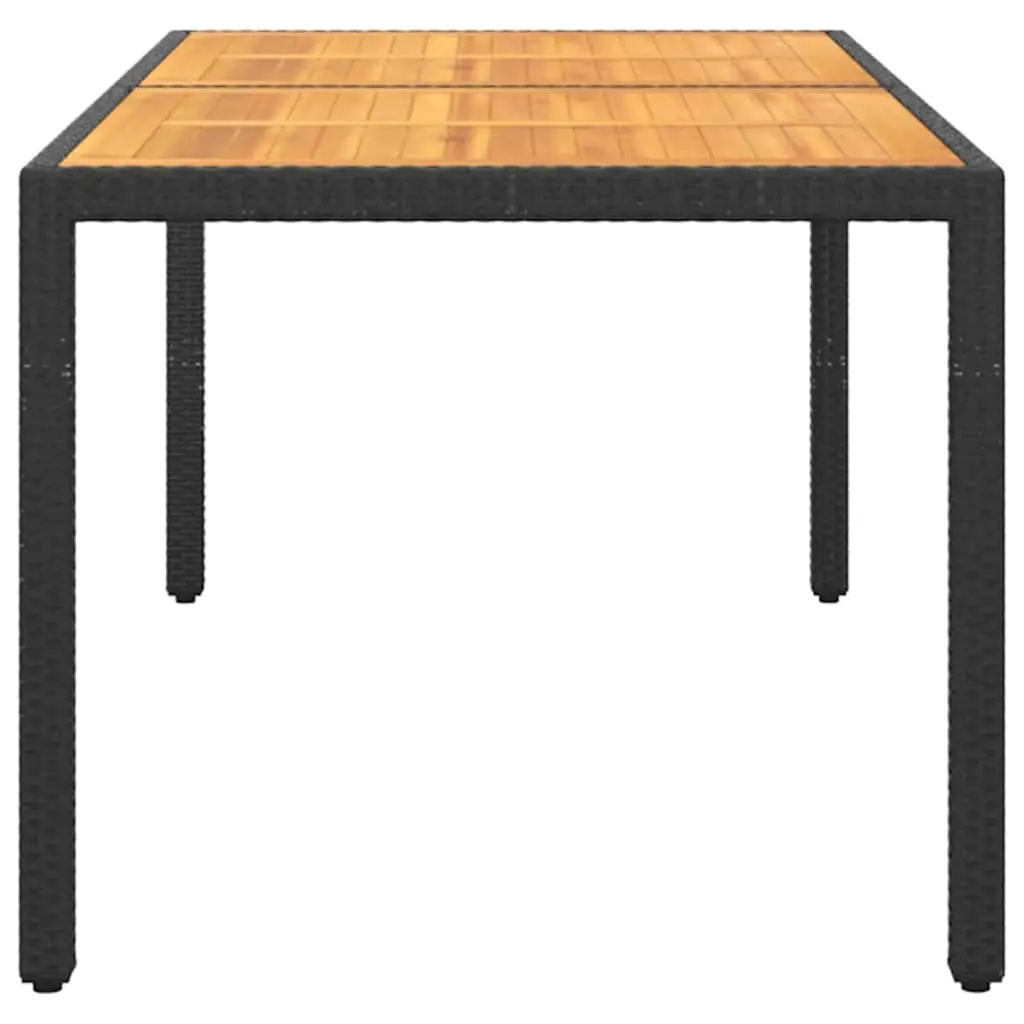 Black Steel and Rattan Garden Dining Table 150x90cm
