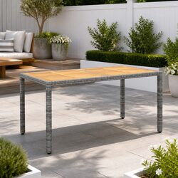 Stylish Outdoor Garden Table in Grey with Acacia Wood Top