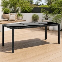 Durable Garden Table with Tempered Glass Top - 190x90x75cm