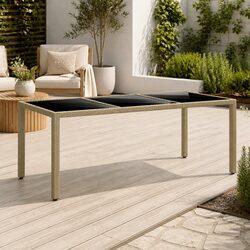 Sturdy Outdoor Garden Table 190x90x75cm with Glass Top