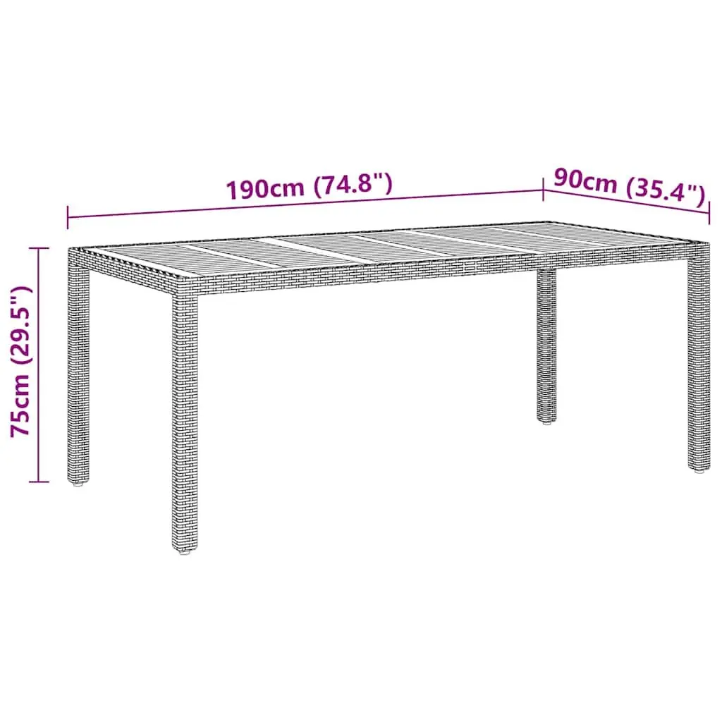 Garden Dining Table with Acacia Wood Top