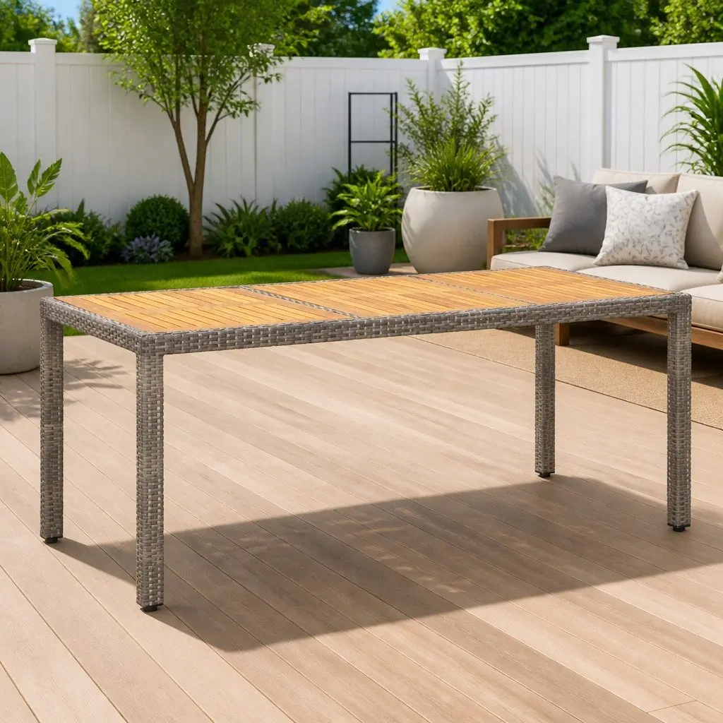 Grey Garden Dining Table for Outdoor Use