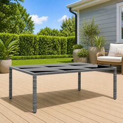 Stylish 200x150cm Garden Table with Tempered Glass Top