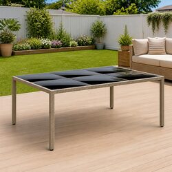 Sturdy Outdoor Garden Table with Tempered Glass Top
