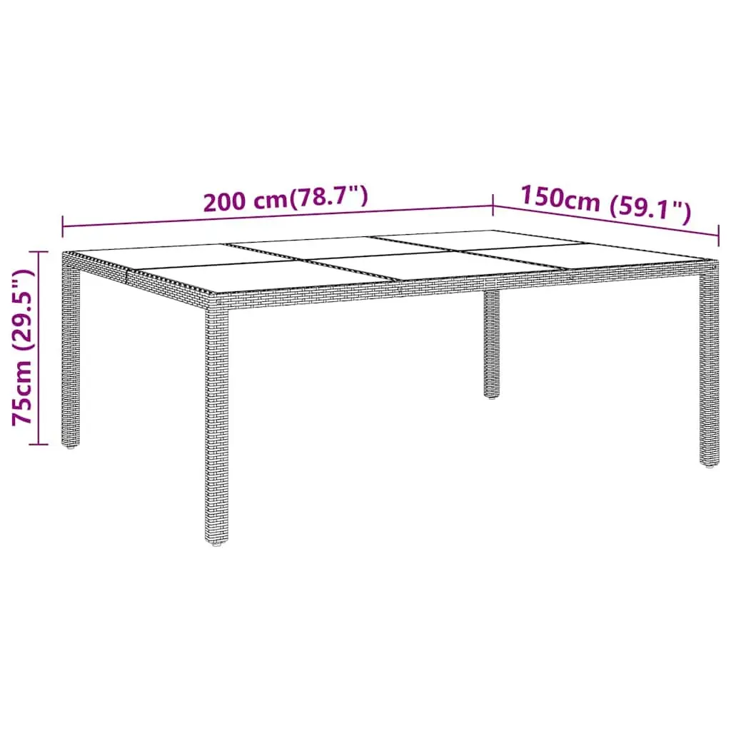 Outdoor Garden Table with Tempered Glass Top