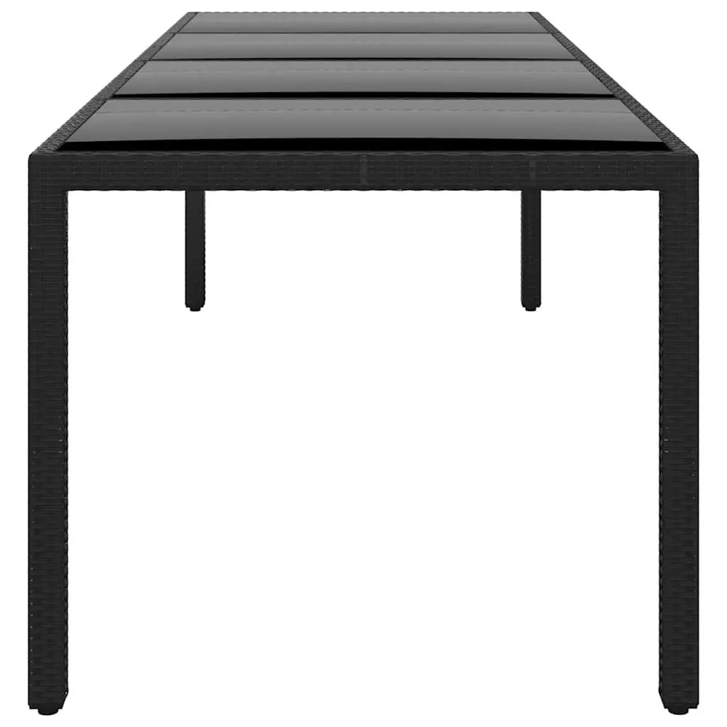 Garden Table Tempered Glass Poly Rattan Black 250x100cm
