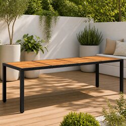 Sturdy Garden Table 250x100x75cm Acacia Wood Poly Rattan