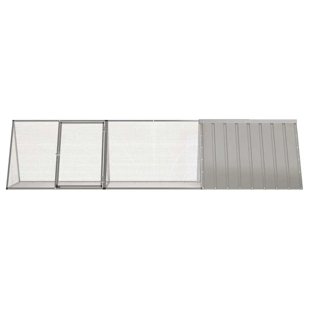Rabbit Cage Galvanised Steel 302.5x80.5x71cm Grey Enclosure Playpen