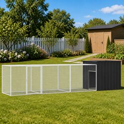 Sturdy Anthracite Chicken Cage 400x91x100 cm Steel Coop