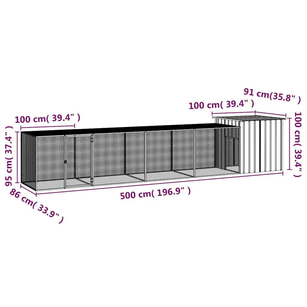 Anthracite Galvanised Steel Chicken Cage for Small Animals