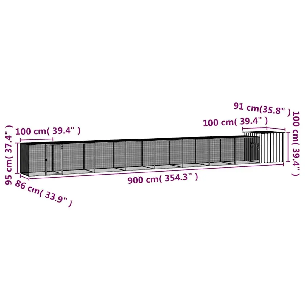 Chicken Cage Galvanised Steel Large Anthracite Small Animal Habitat Run Coop Enclosure