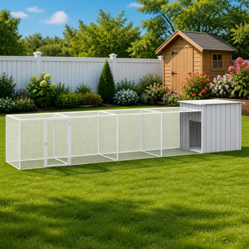Chicken Cage Galvanised Steel 500 x 91 x 100 cm Grey Outdoor Small Animal Habitat