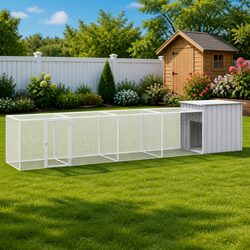 Sturdy Grey Galvanised Steel Chicken Cage for Small Animals