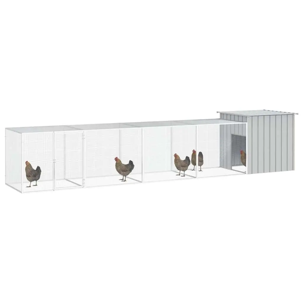 Chicken Cage Galvanised Steel 500 x 91 x 100 cm Grey Outdoor Small Animal Habitat