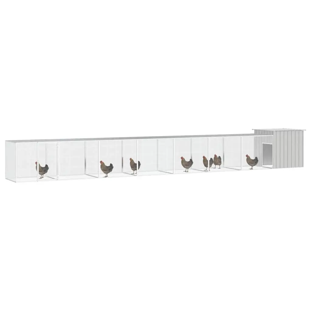 Grey Galvanised Steel Chicken Cage 800x91x100cm