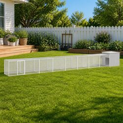 Durable Grey Chicken Cage 900x91x100cm Galvanised Steel