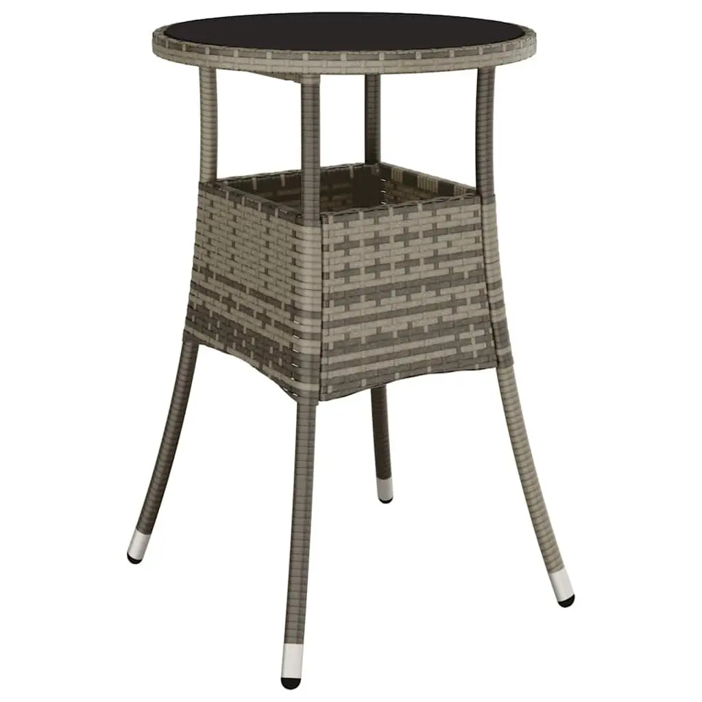 Garden Table with Tempered Glass Top and Rattan Frame
