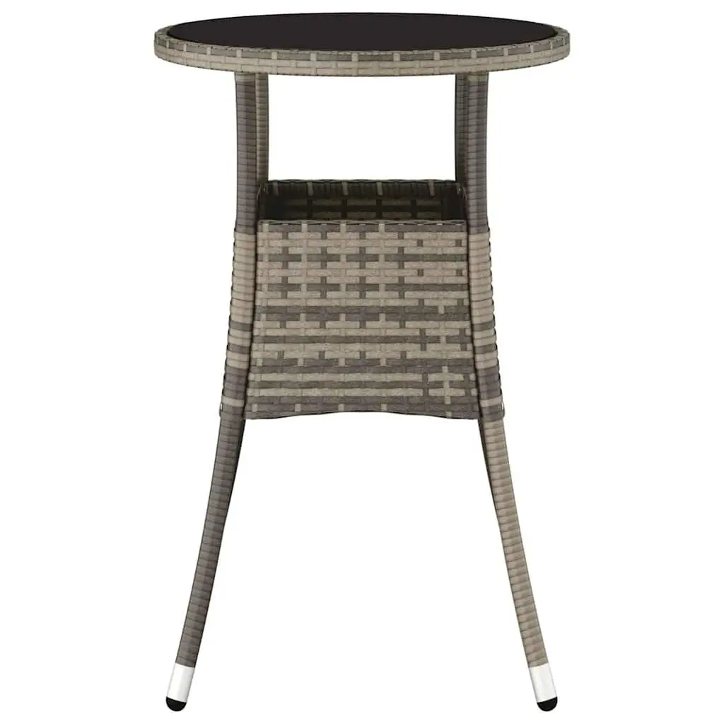 Garden Table with Tempered Glass Top and Rattan Frame