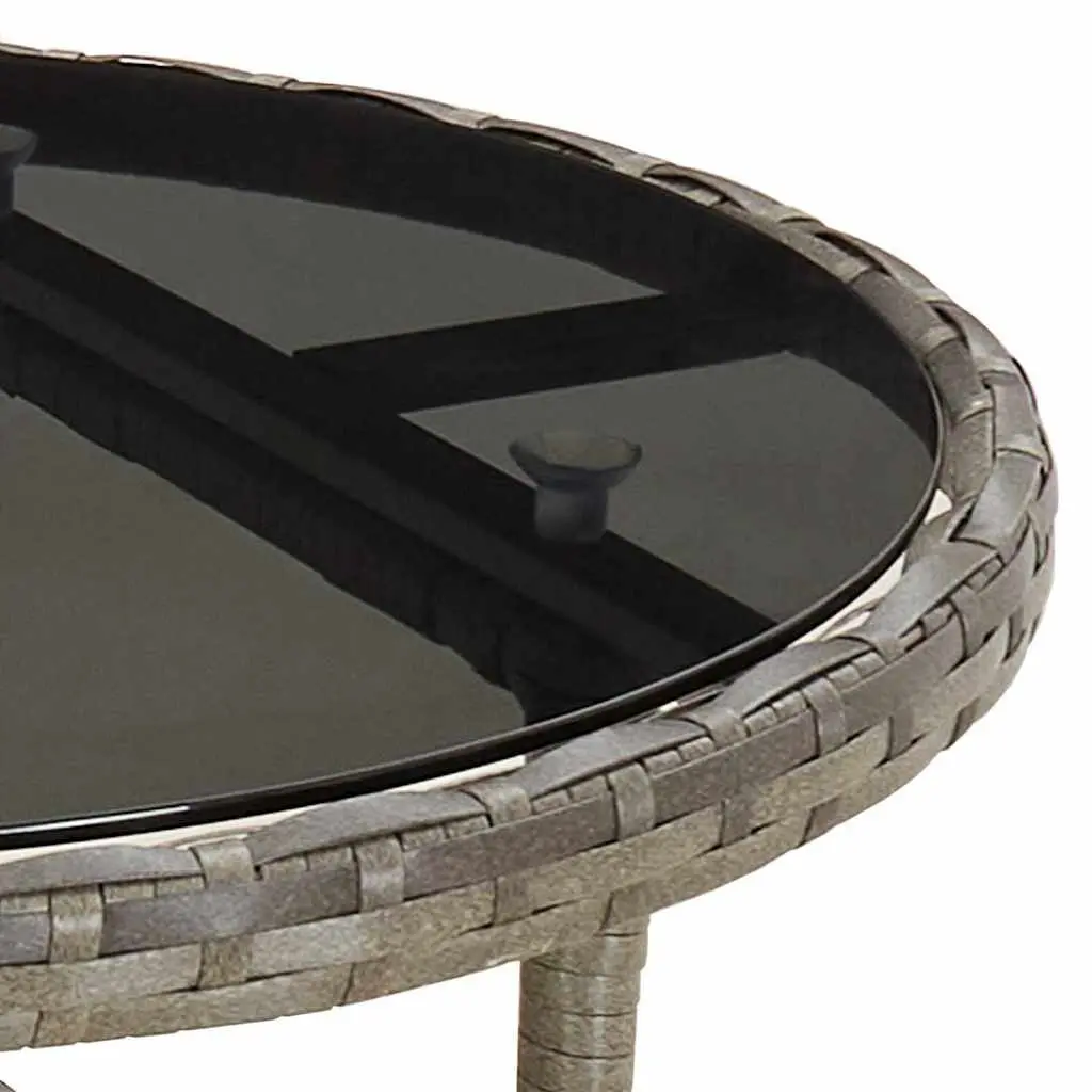 Garden Table with Tempered Glass Top and Rattan Frame