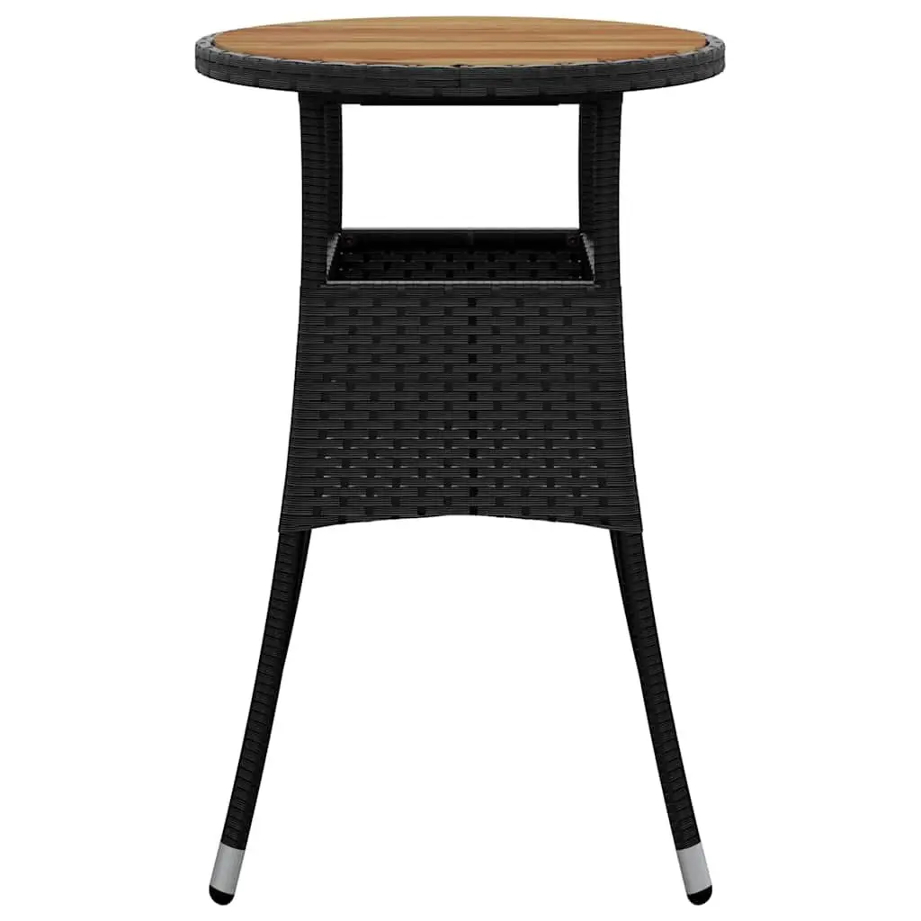 Ø60x75 cm Acacia Wood and Poly Rattan Garden Table