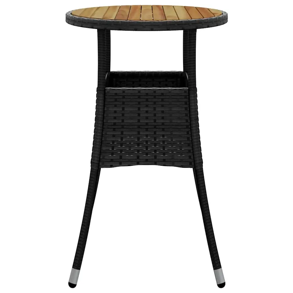 Ø60x75 cm Acacia Wood and Poly Rattan Garden Table