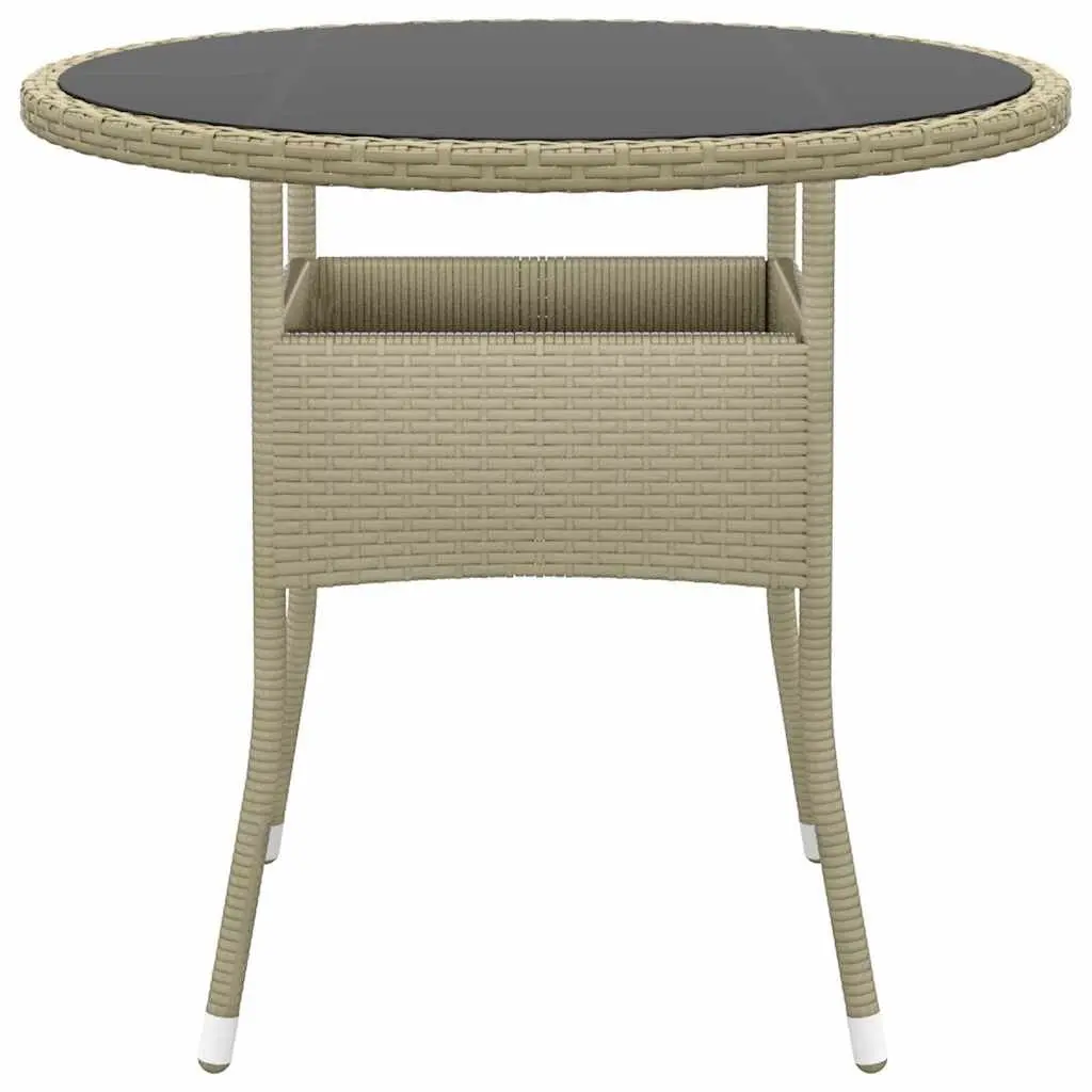 Garden Table Ø80cm with Tempered Glass Top