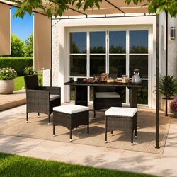 Durable Outdoor Garden Chair and Stool Set - 4 Pieces