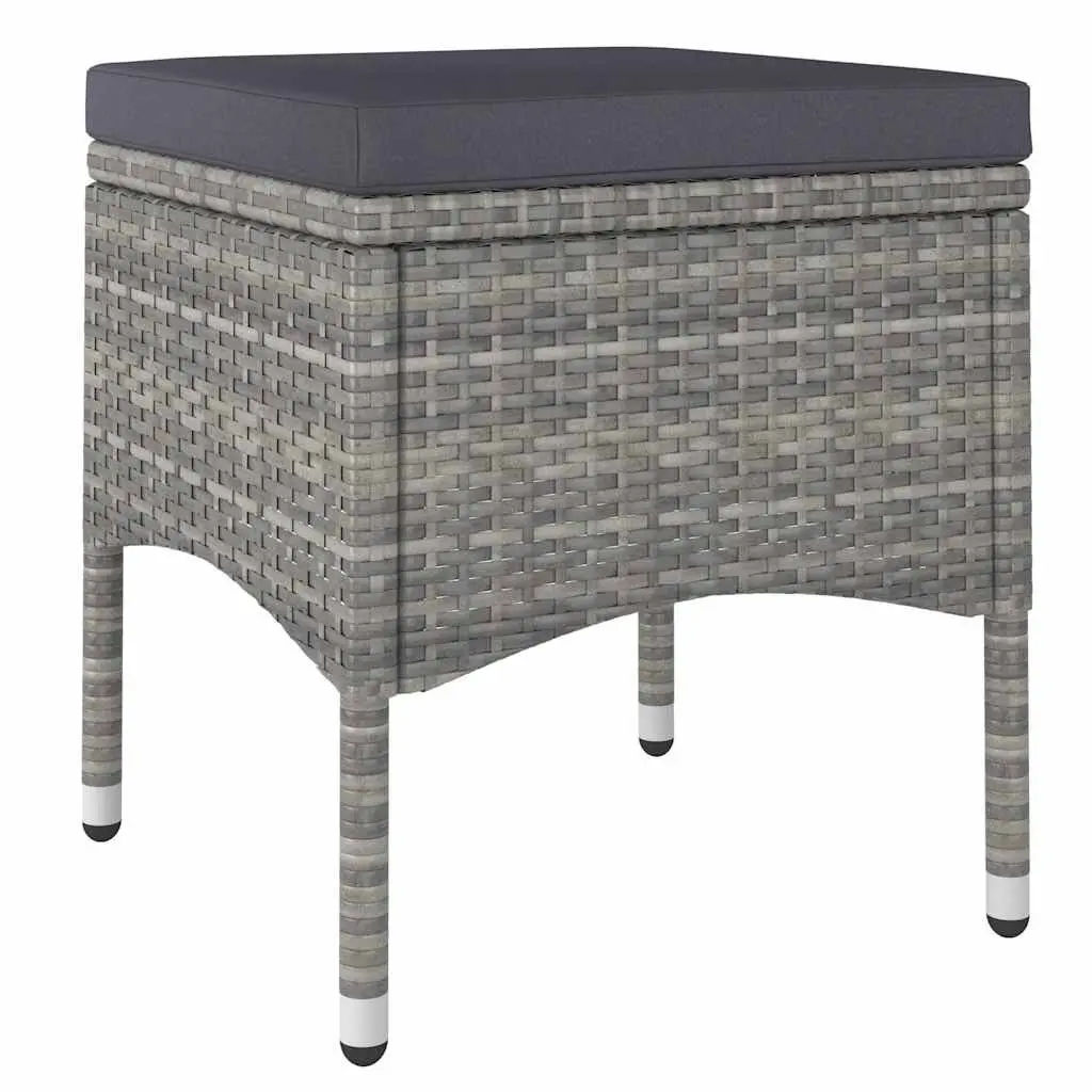 4 Piece Garden Chair and Stool Set Powder-coated Steel PE Rattan Grey Outdoor Patio Furniture