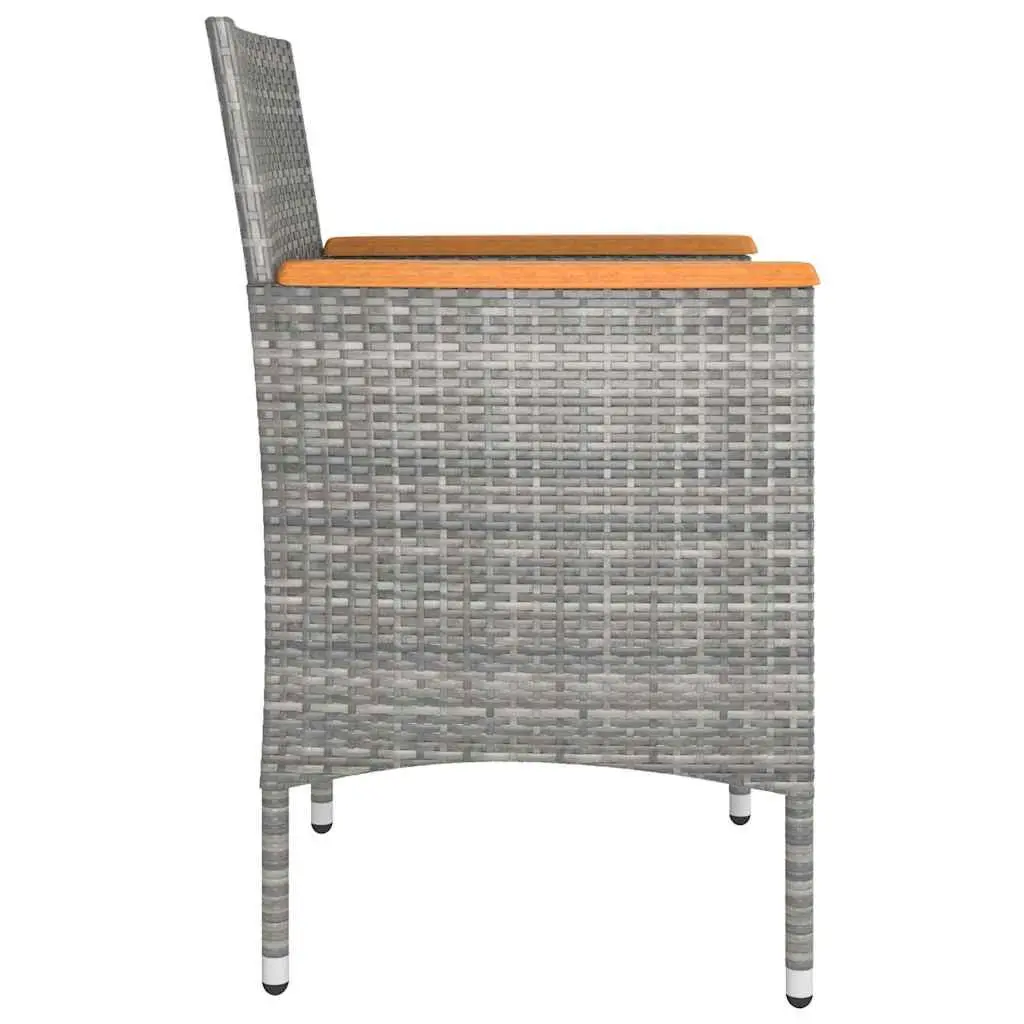 4 Piece Garden Chair and Stool Set Powder-coated Steel PE Rattan Grey Outdoor Patio Furniture