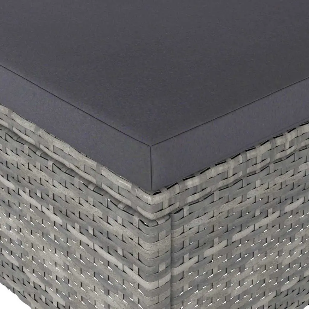 4 Piece Garden Chair and Stool Set Powder-coated Steel PE Rattan Grey Outdoor Patio Furniture