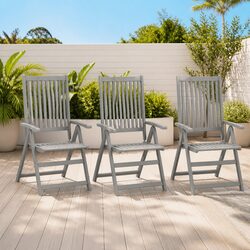 Durable 3-Piece Garden Reclining Chairs Set Grey