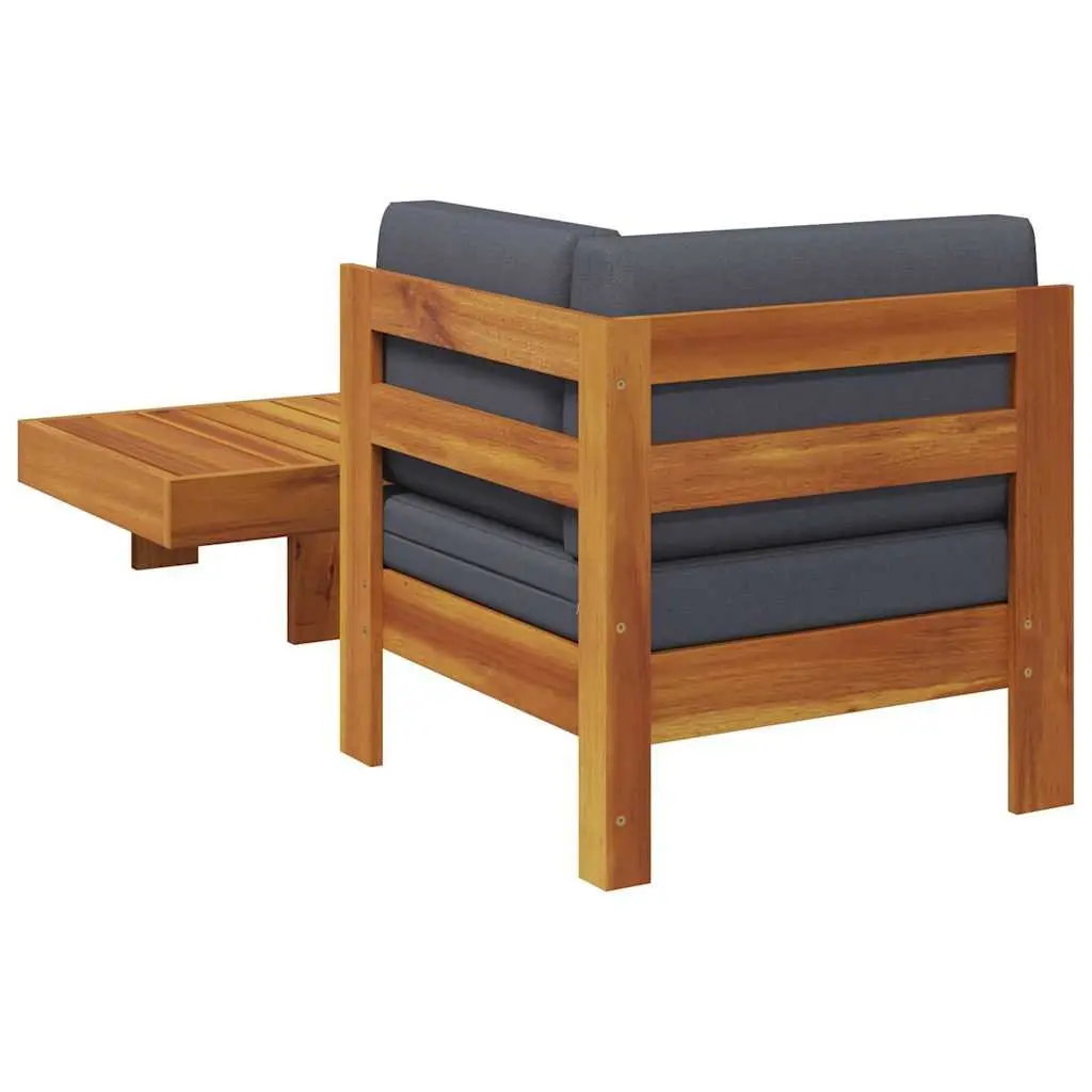 Outdoor Lounge Set Solid Acacia Wood 2 Piece Garden Sofa Table Grey Cushions