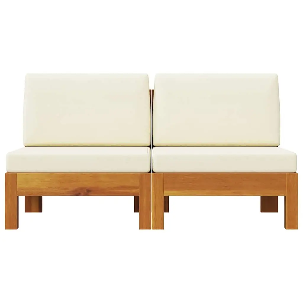 Solid Wood Outdoor Middle Sofas with Cream Cushions