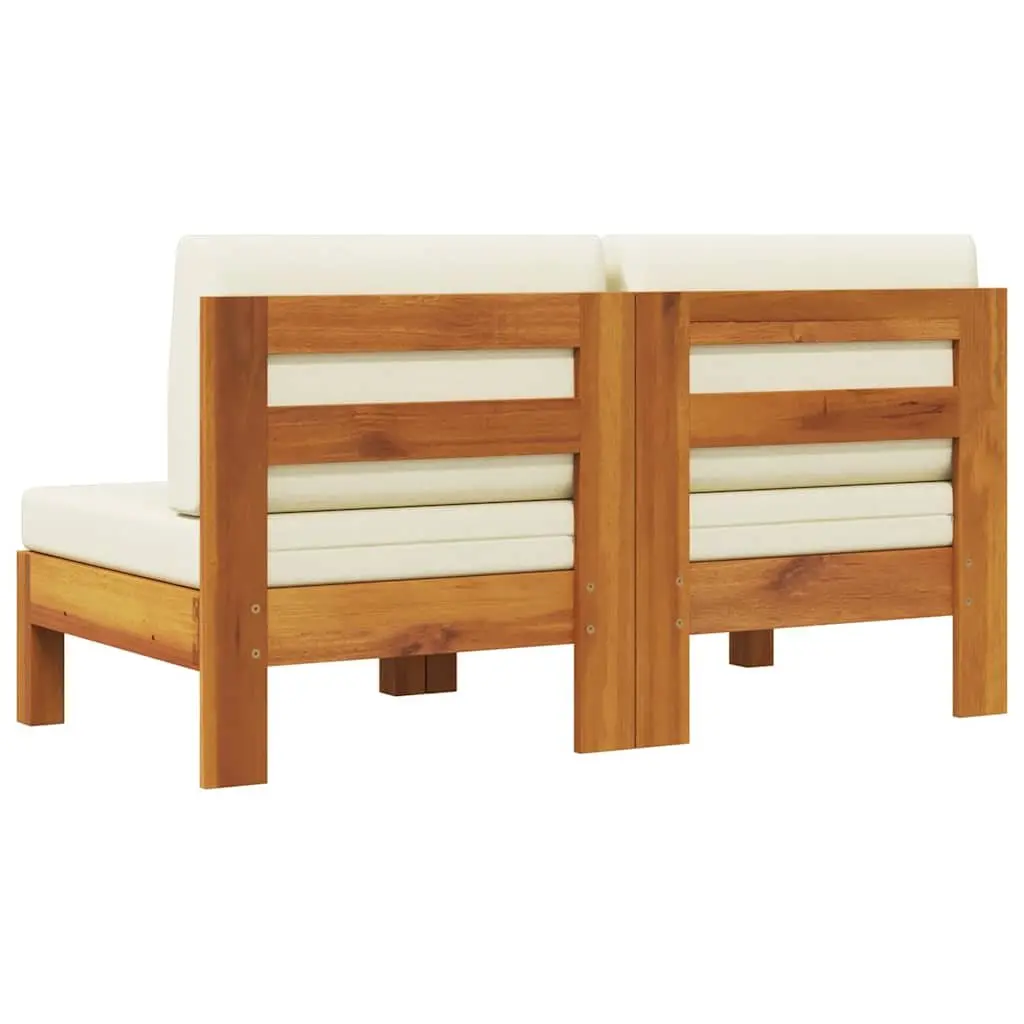 Solid Wood Outdoor Middle Sofas with Cream Cushions