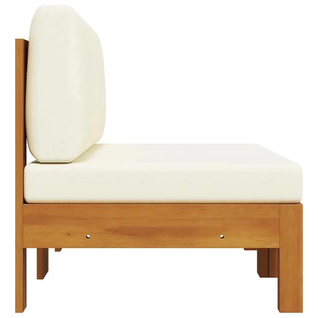 Solid Wood Outdoor Middle Sofas with Cream Cushions