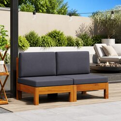 Acacia Wood Outdoor Middle Sofas with Cushions