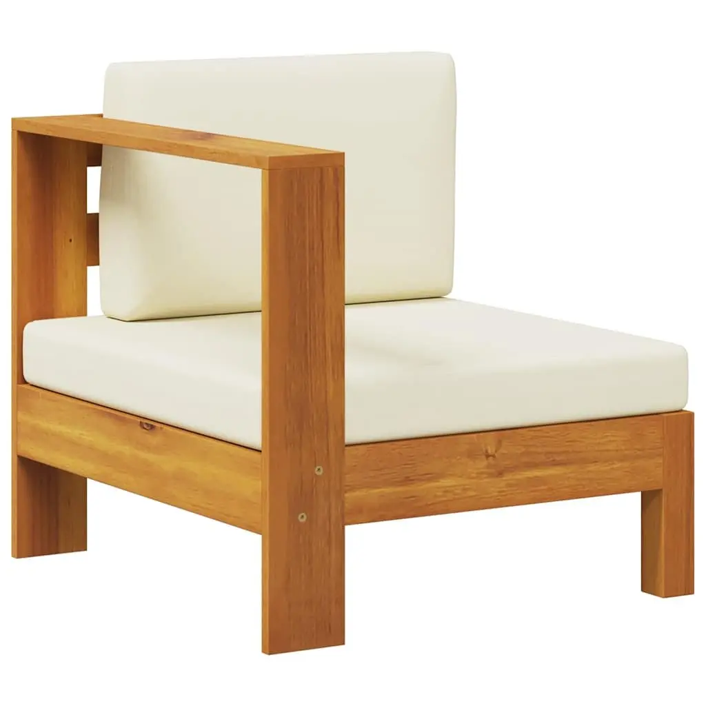 Middle Sofa Section Solid Acacia Wood White with Armrest