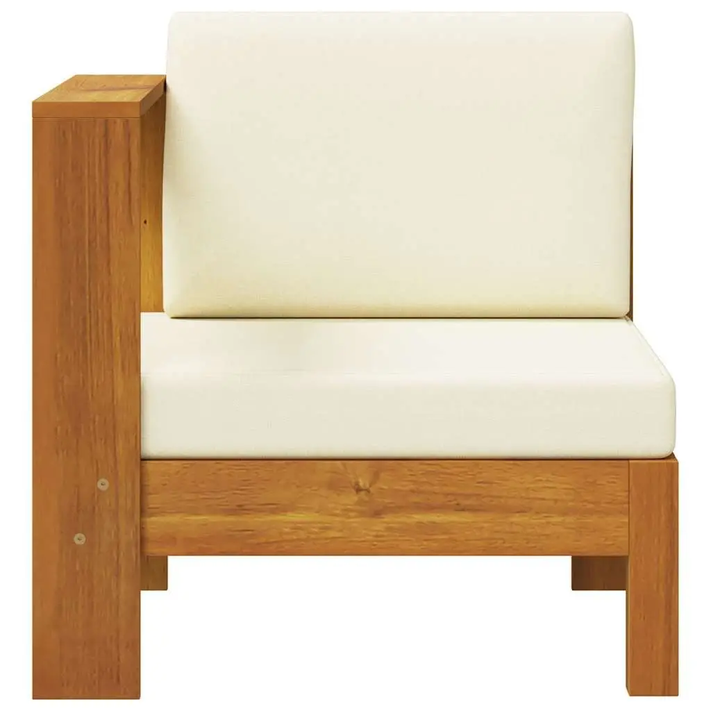 Middle Sofa Section Solid Acacia Wood White with Armrest