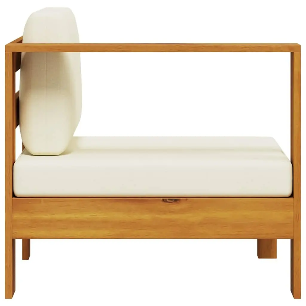 Middle Sofa Section Solid Acacia Wood White with Armrest