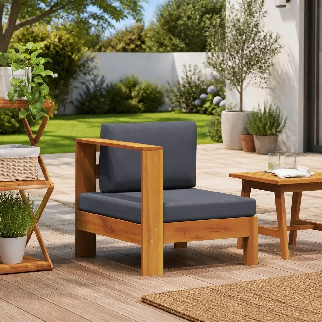 Outdoor Middle Sofa Section with Armrest in Grey