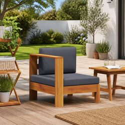 Sturdy Outdoor Middle Sofa Section with Armrest in Grey