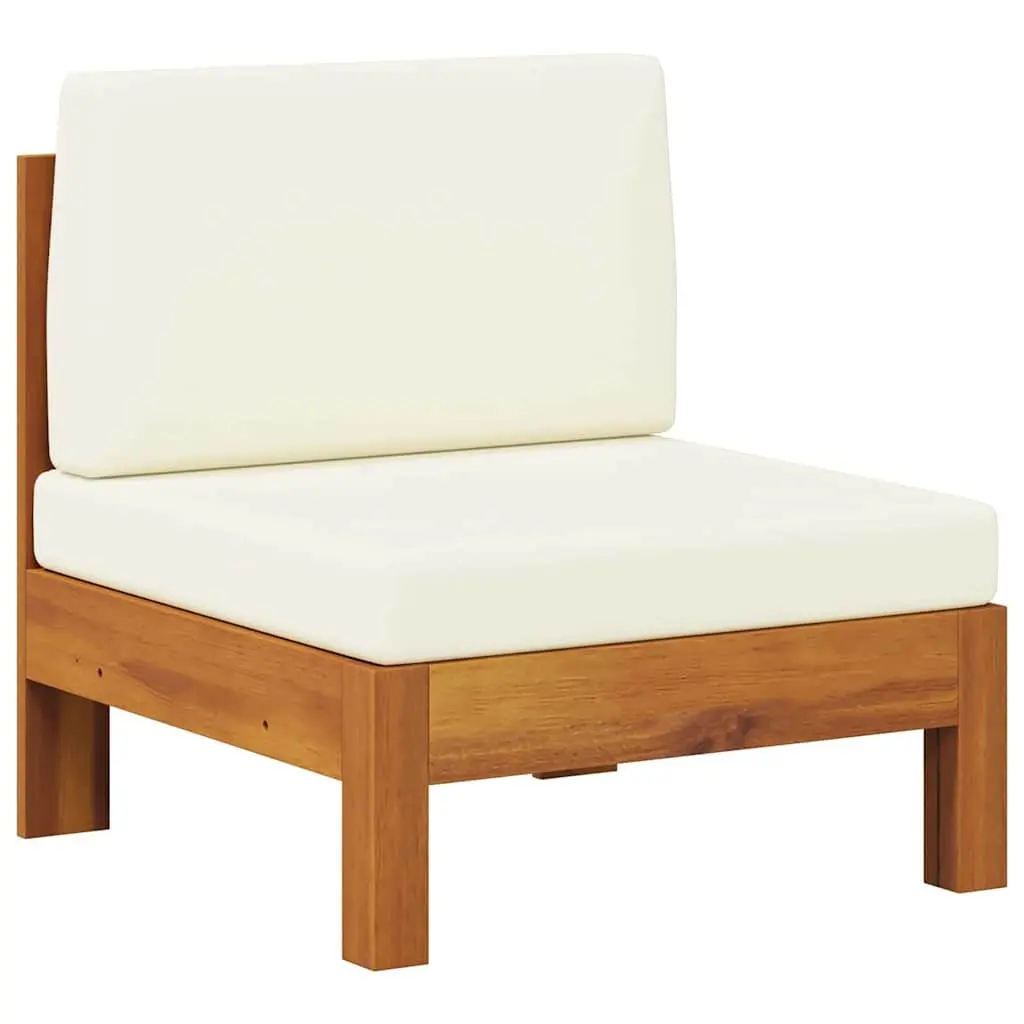 Solid Acacia Wood Middle Sofa with Cream Cushions