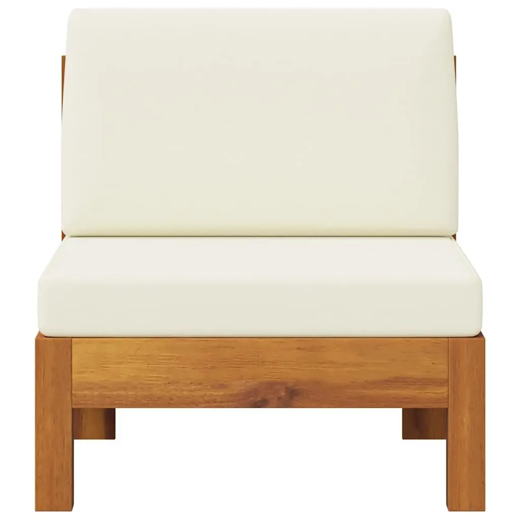 Solid Acacia Wood Middle Sofa with Cream Cushions