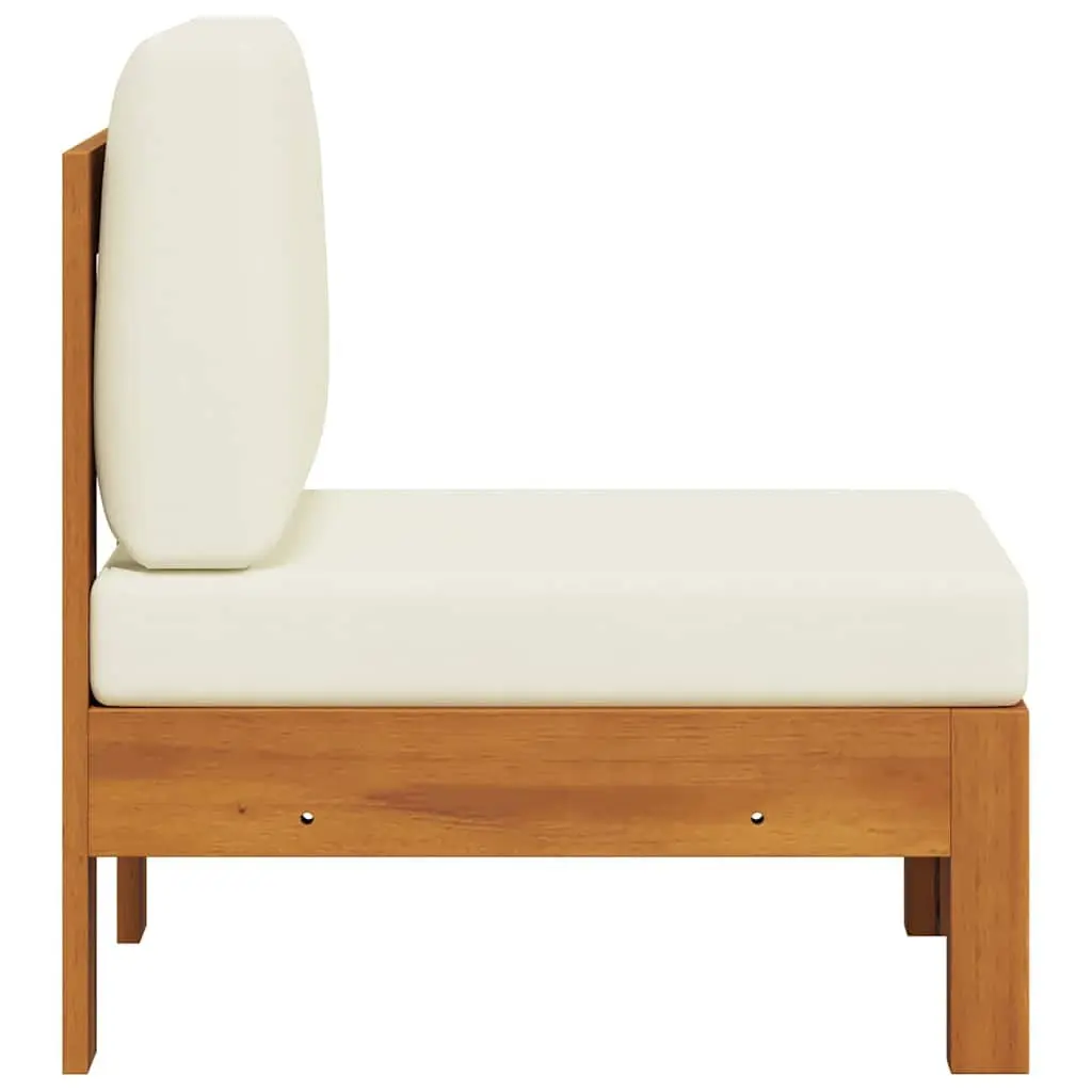 Solid Acacia Wood Middle Sofa with Cream Cushions