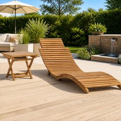 Durable Folding Sun Lounger with Table for Outdoor Use
