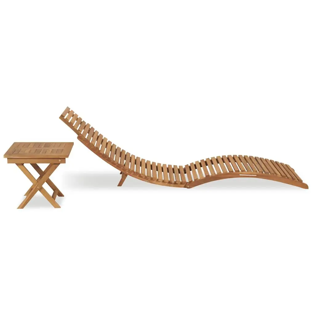 Folding Sun Lounger with Table for Outdoor Use