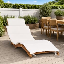 Durable Wooden Sun Lounger with Cream Cushion