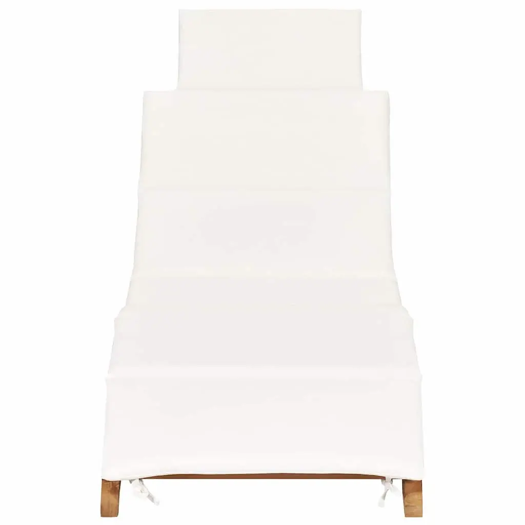 Wooden Sun Lounger with Cream Cushion